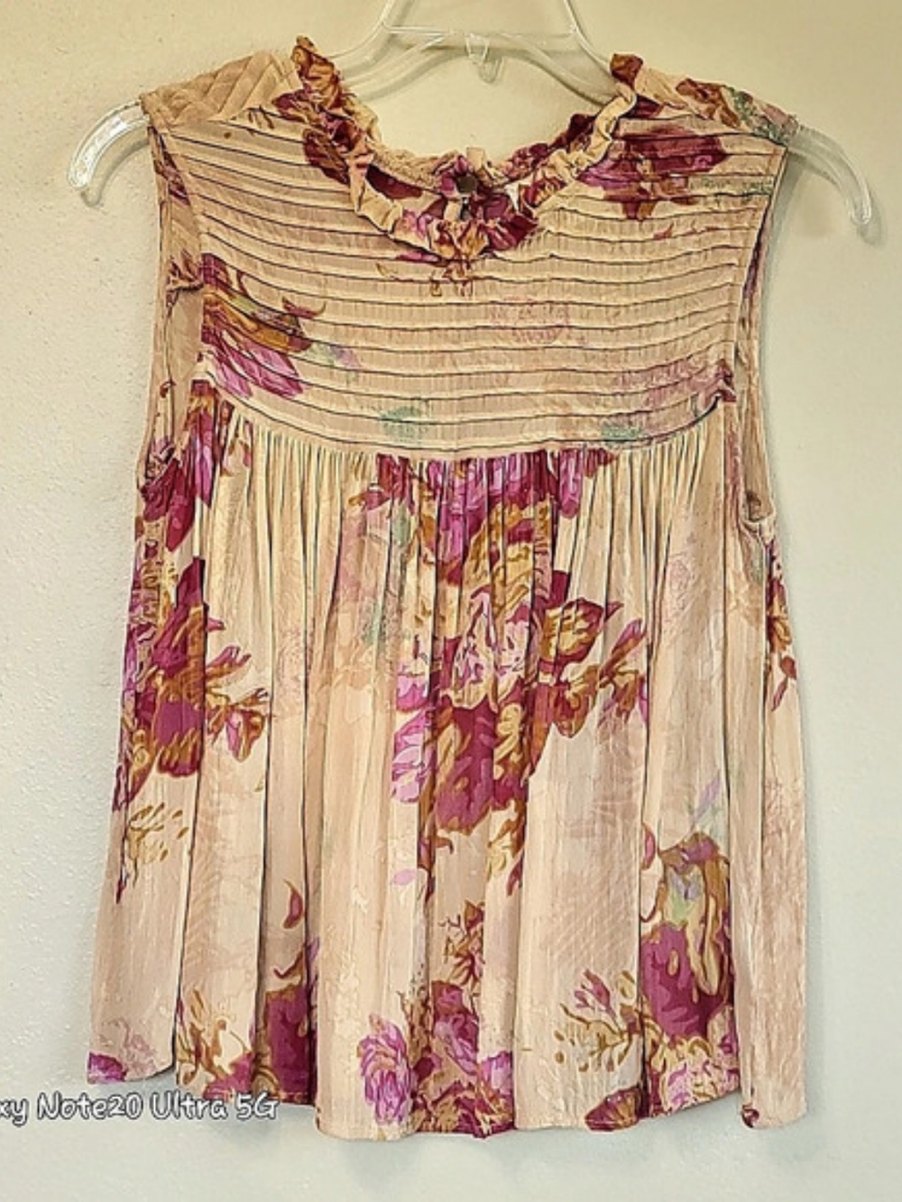 One Fine Day Floral Pintuck Sleeveless Boho Top NWOT Size M